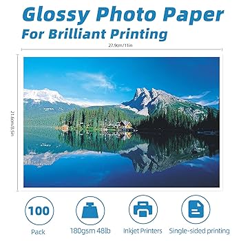 Amazon.com : Uinkit 100 Sheets Inkjet Photo Paper Glossy 8.5